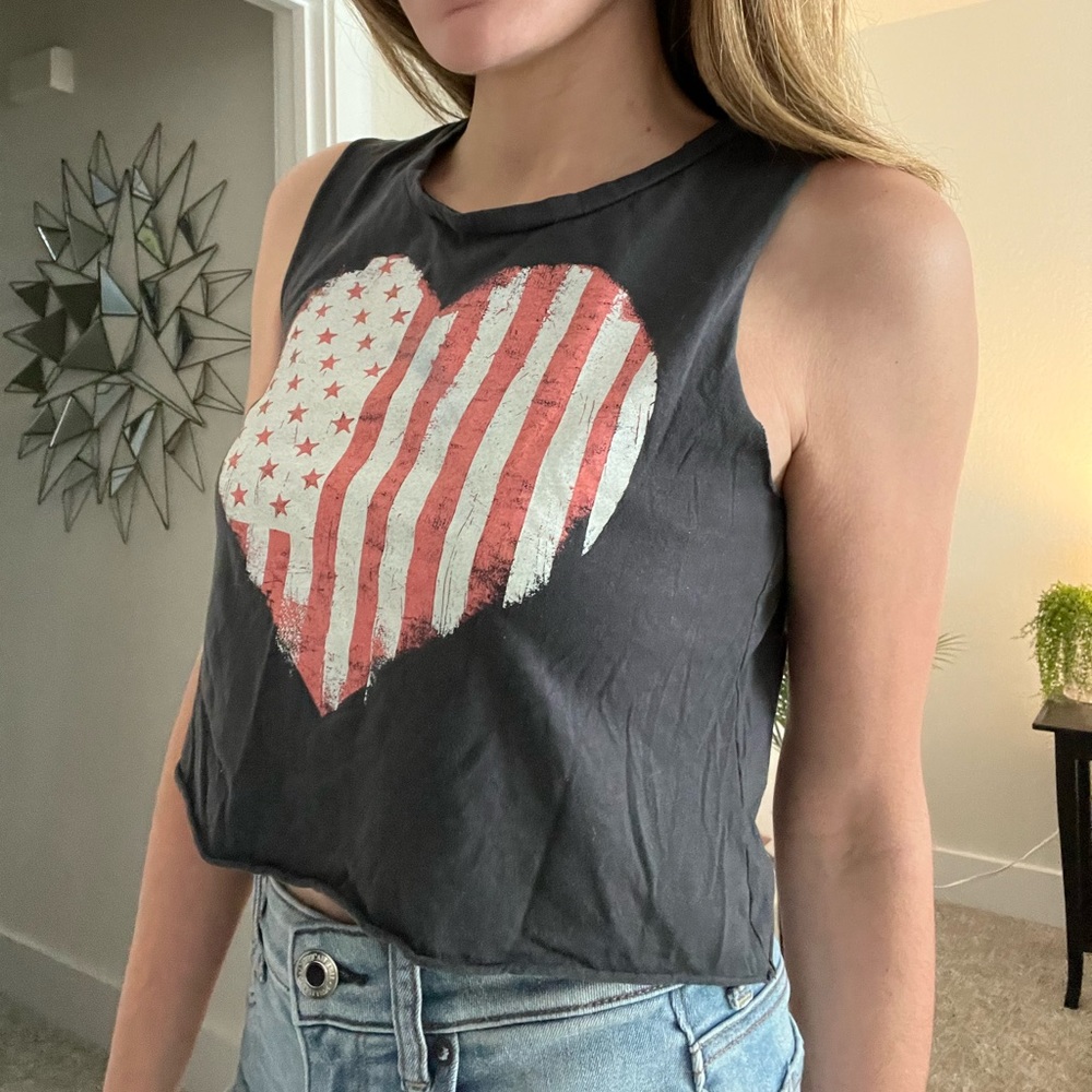 American Eagle Heart Copped Tank